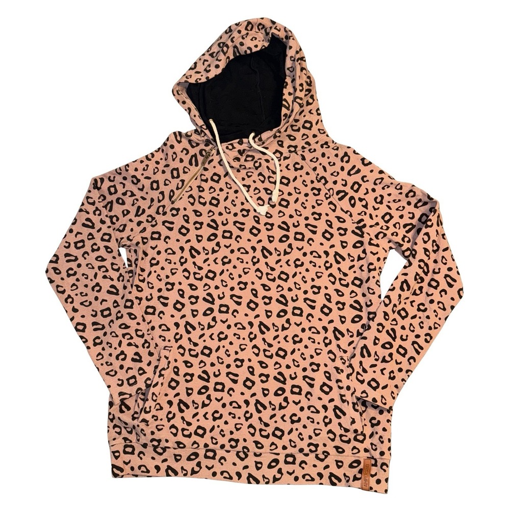 Ampersand Avenue Double Hood Sweatshirt XXL Leopard Print Hoodie